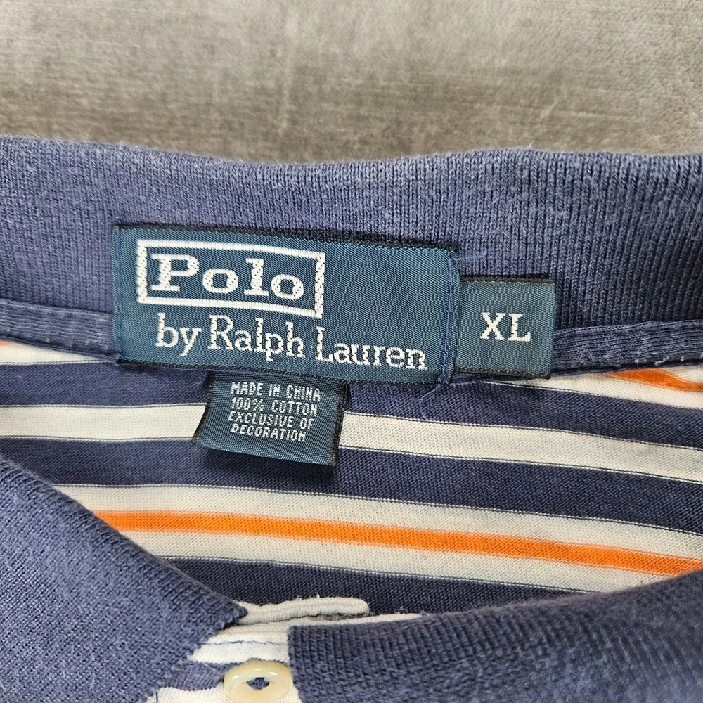 Polo Ralph Lauren Vintage Mens XL Striped Short Sleeve‎ Polo Shirt